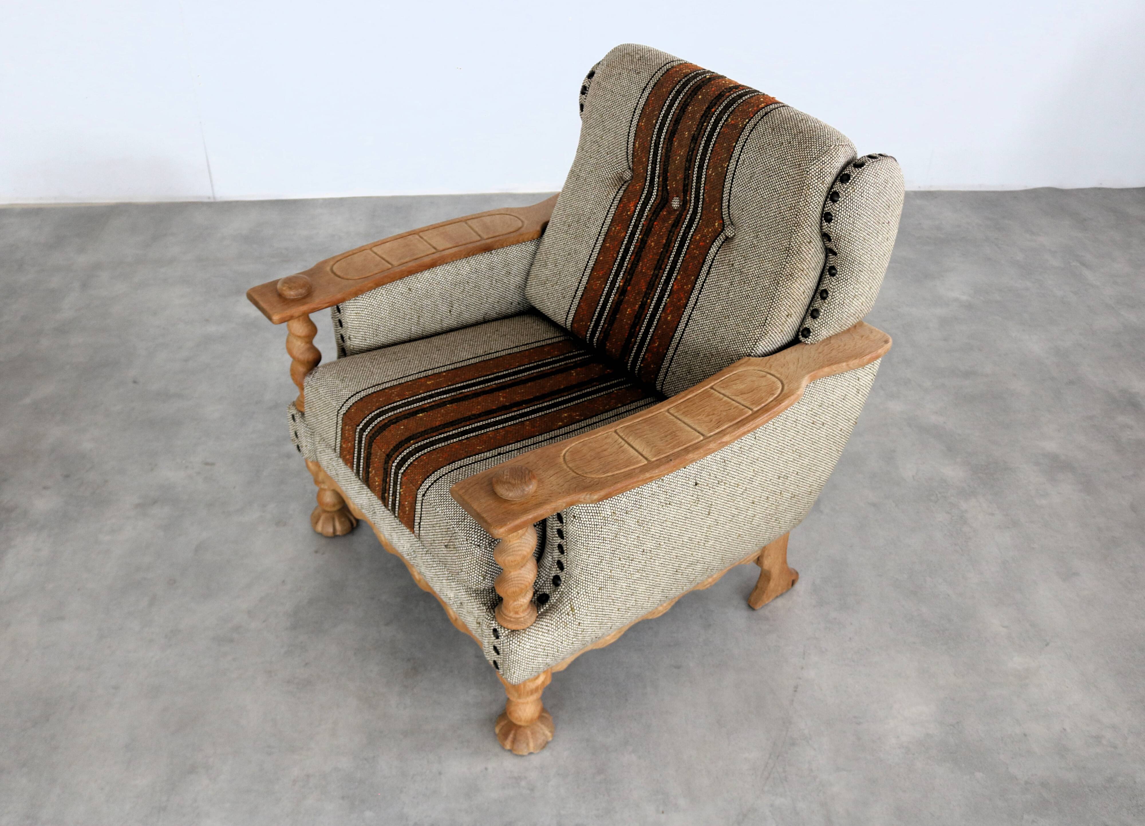 vintage brutalist oak armchair