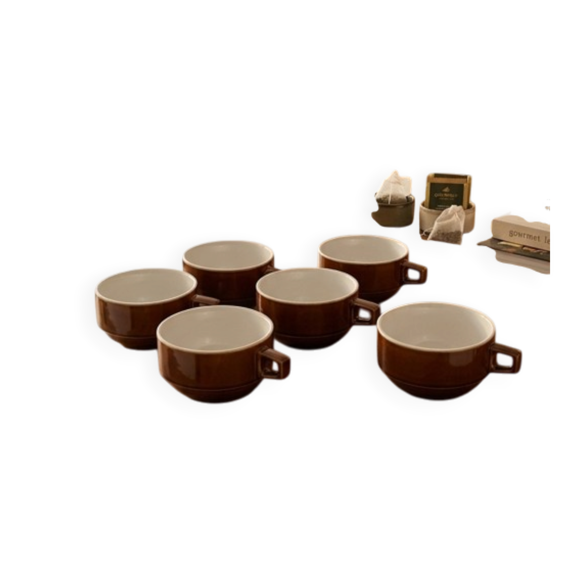 Lot de six tasses de bistrot style Apilco