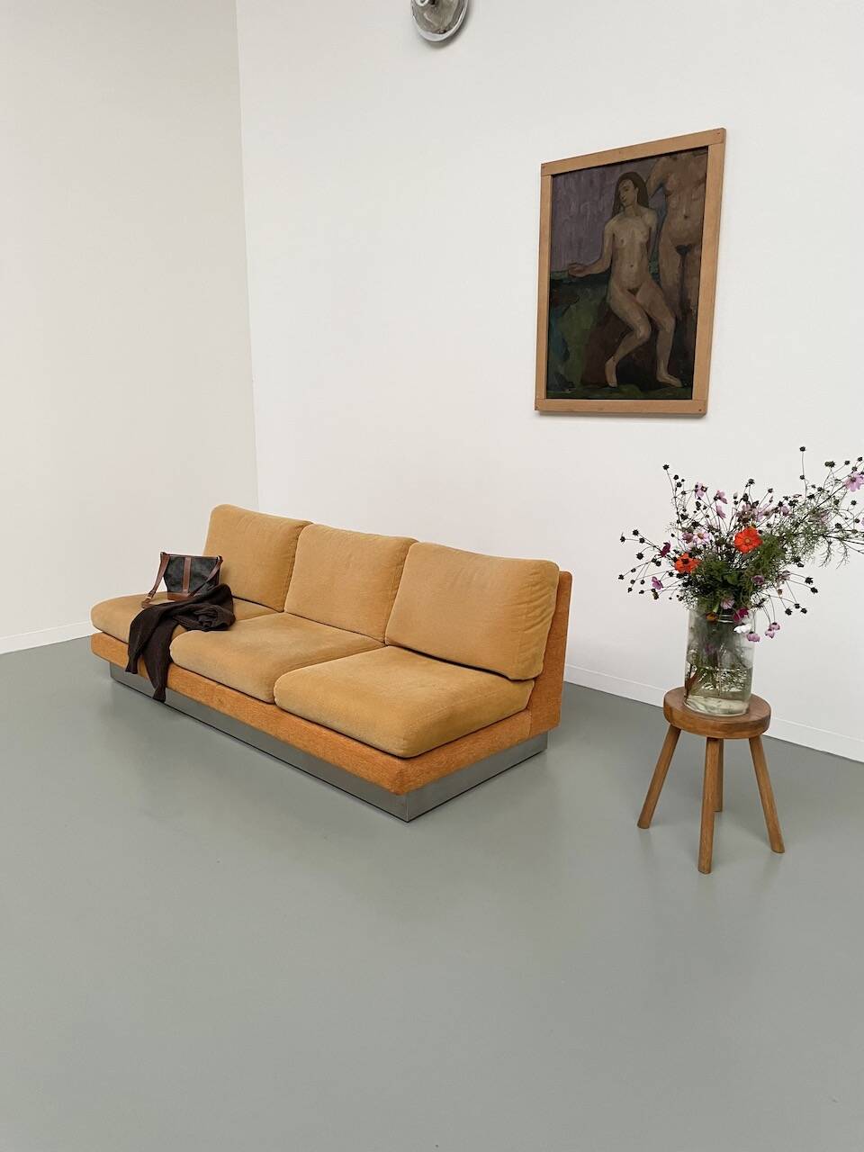 Jacques Charpentier 3-seater stainless steel sofa