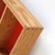 Mid-century wall shelf with mirror / 1970s / maritime pine / Danish modern design / red-orange