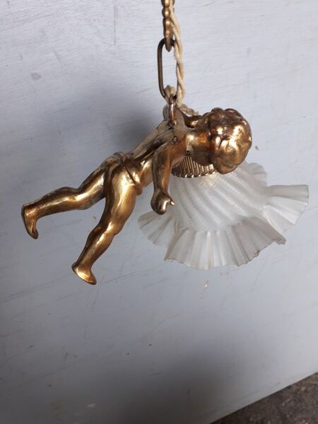 Hanging chandelier / bronze angel dore ep 1940/50