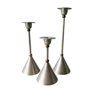 3 bougeoirs en métal