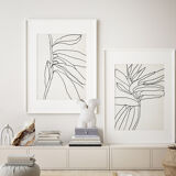 Pair of giclee prints. Botanical wall art set of two, A3