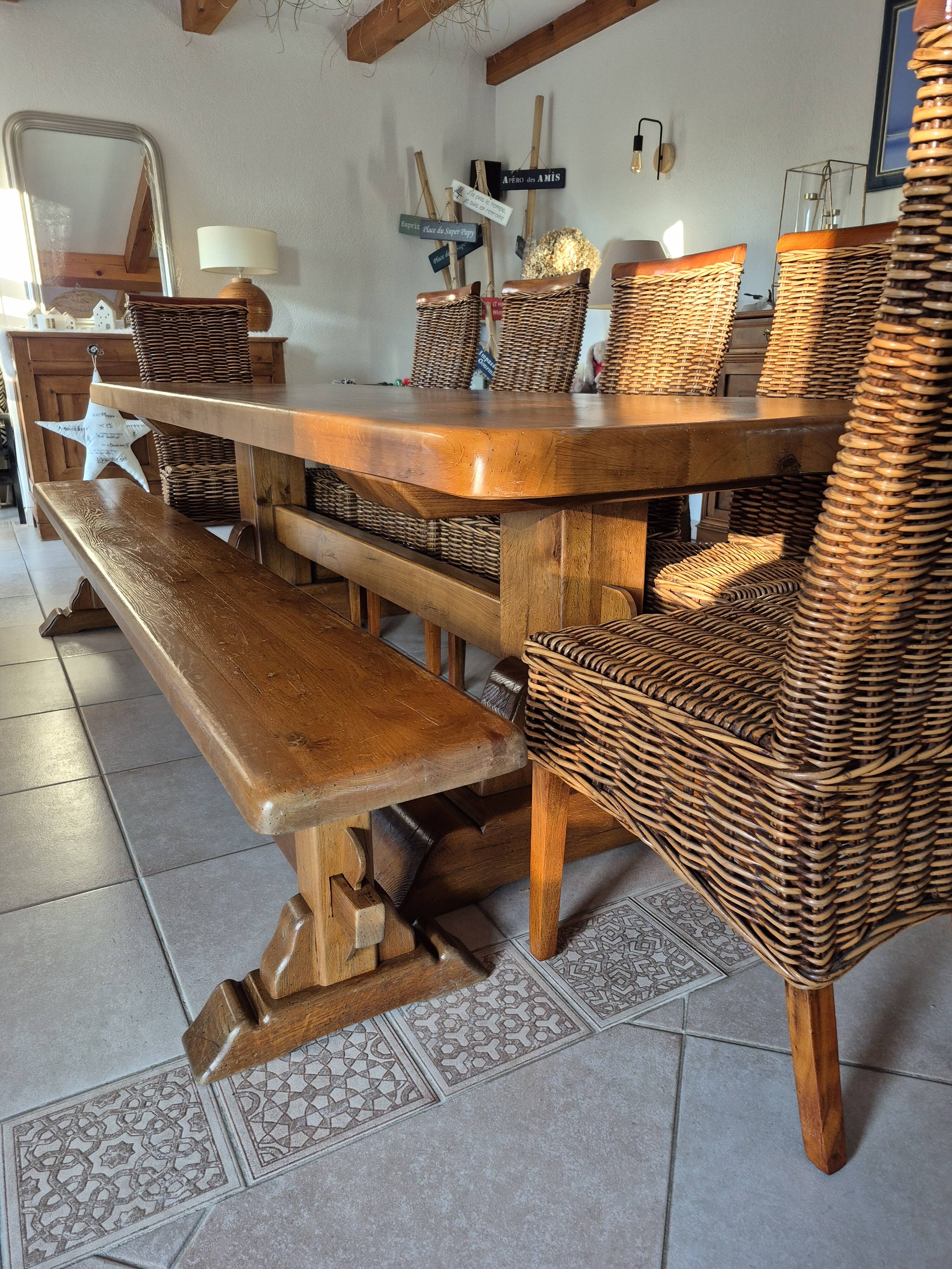 Monastery table in solid oak – thick top 60 mm – artisanal production