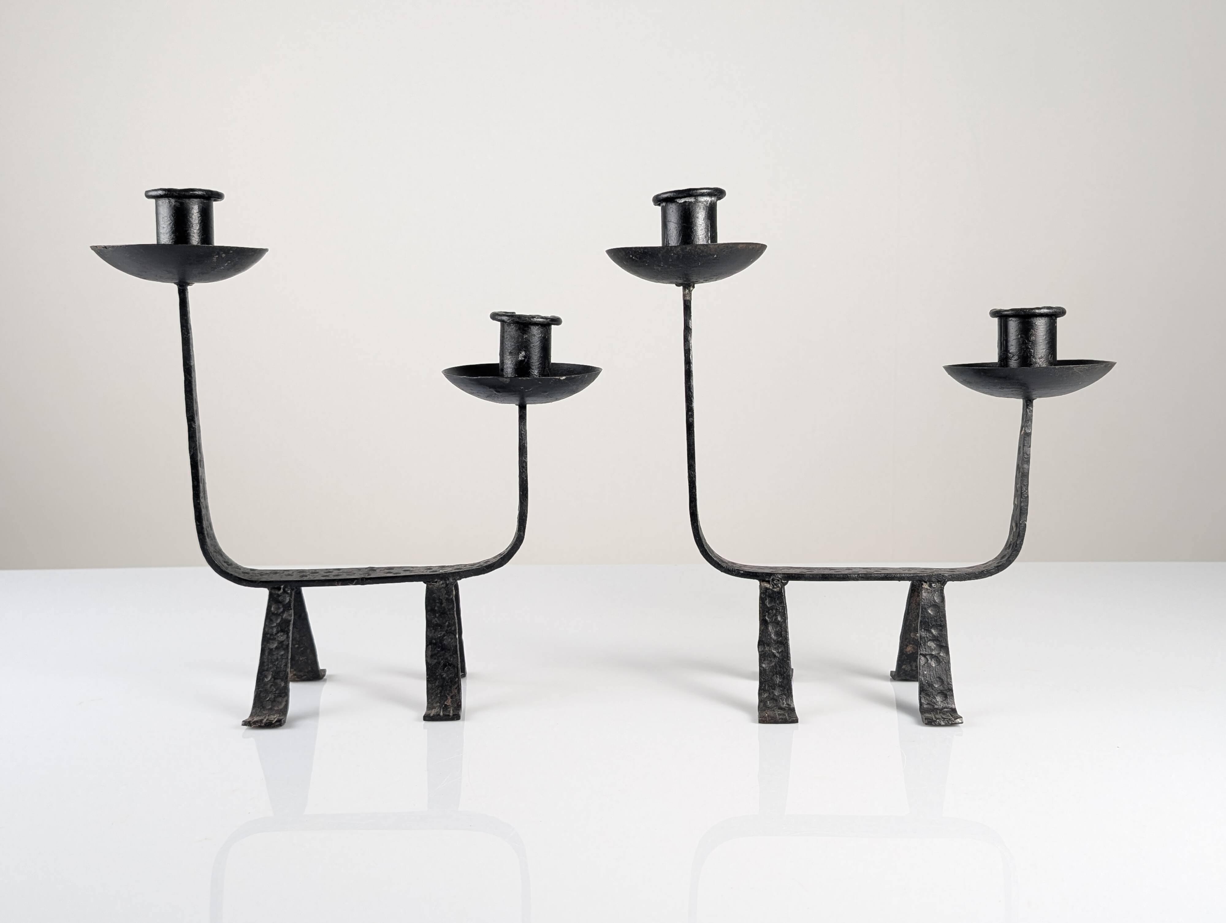 Pair of Wrought Iron Candleholders, 1950s