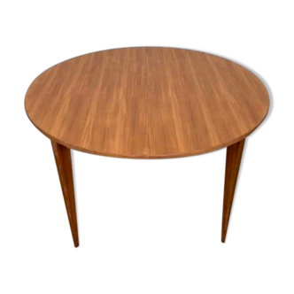 Table ronde en teck avec rallonge papillon vintage des années 1960