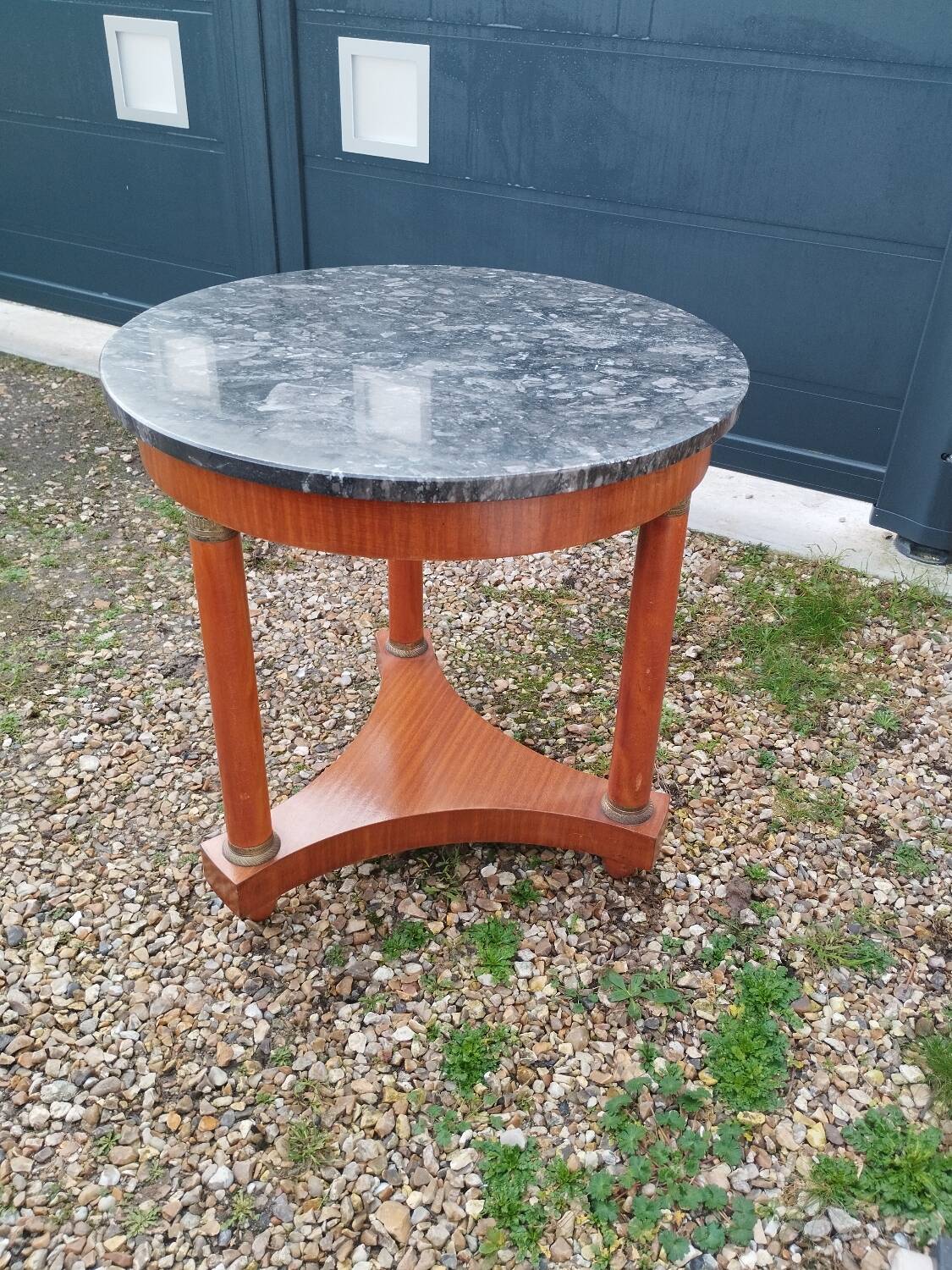 Empire style pedestal table with marble top