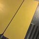 Table formica yellow and 2 red chairs