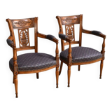 Paire de Fauteuils en Hêtre teinté – Début XXe