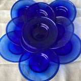Blue colbat plates in blown glass