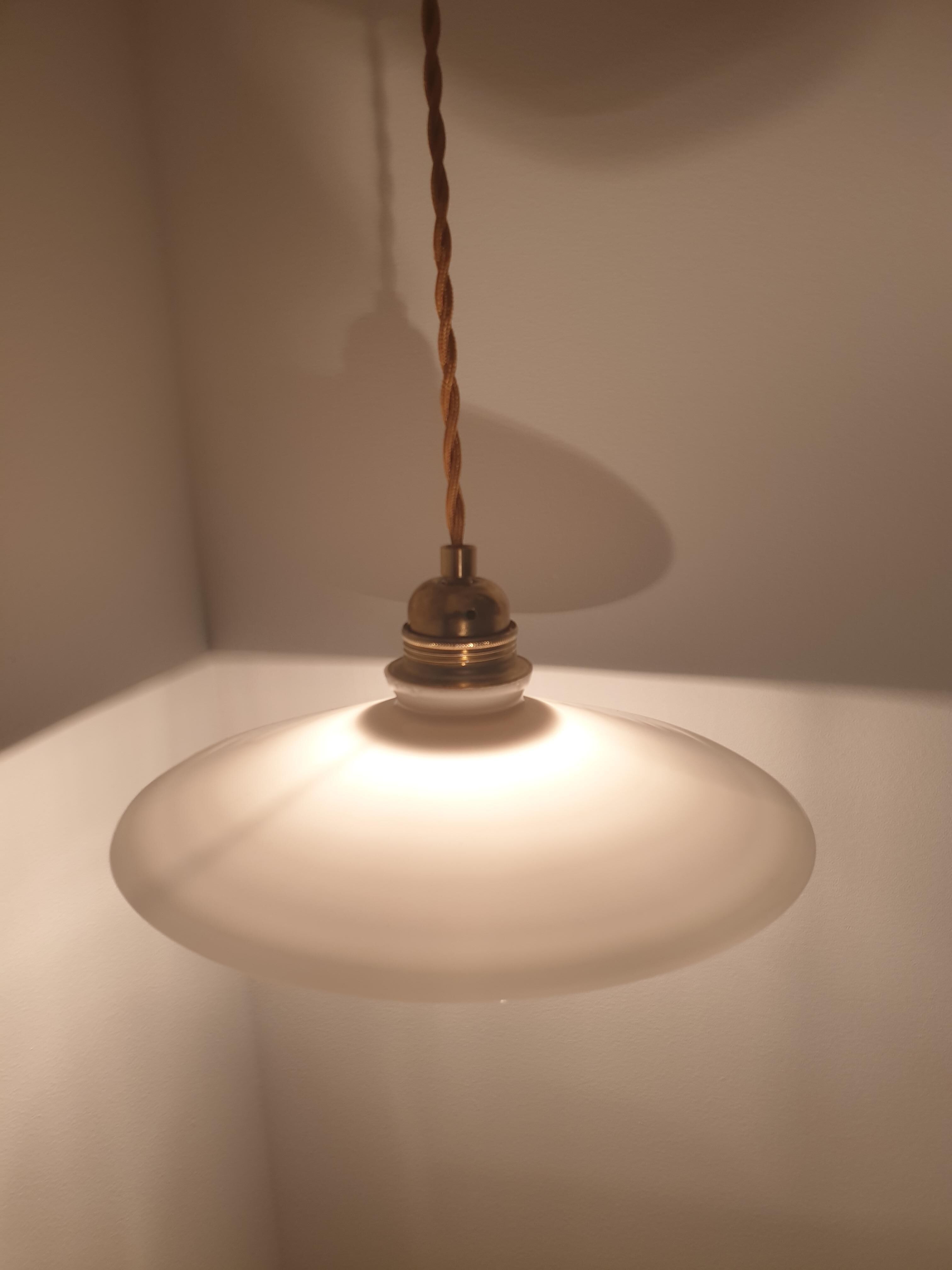 Smooth white opaline pendant light