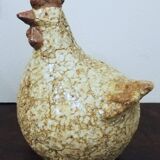 Poule en grès craquelé