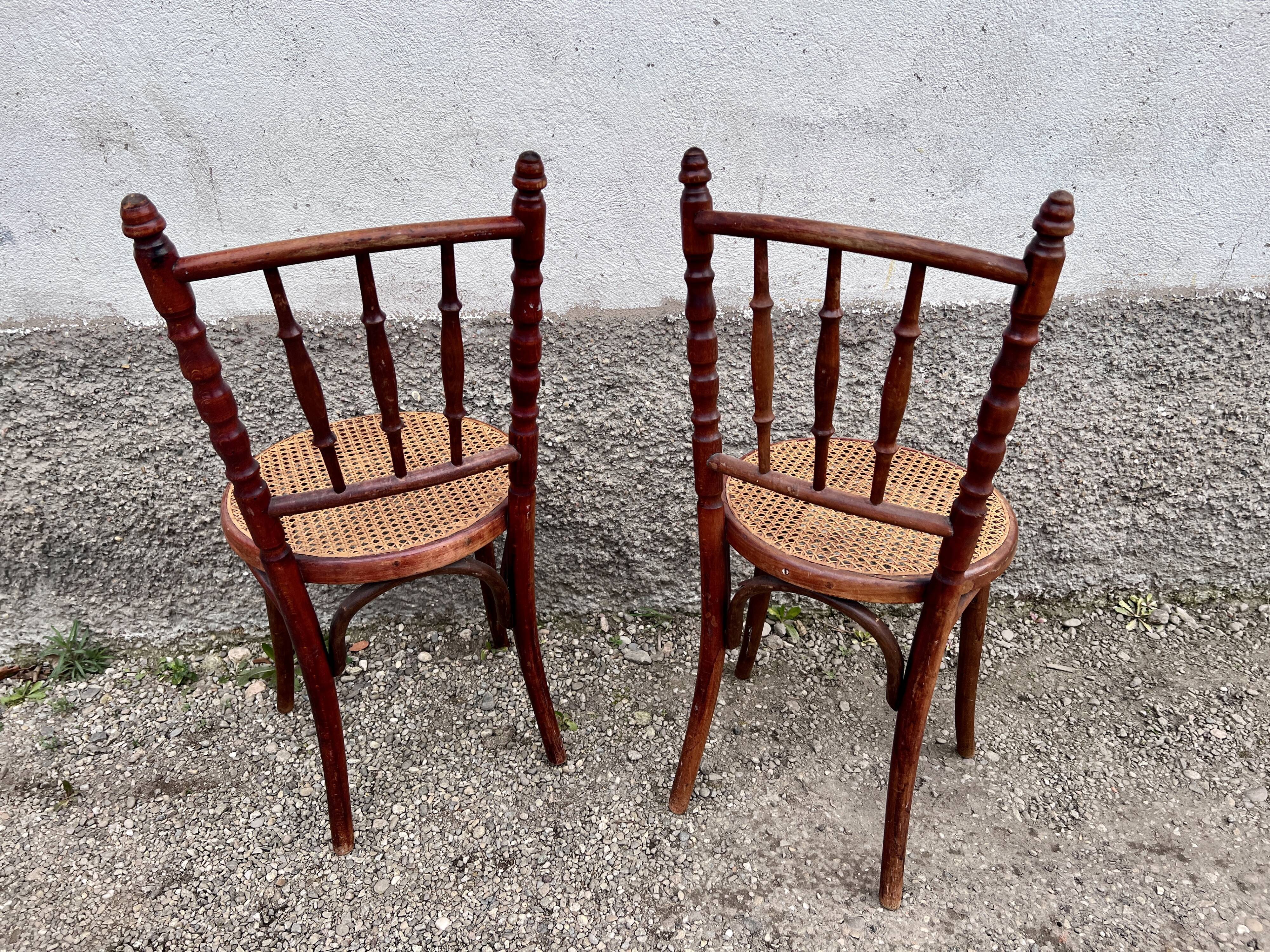 Pair of two vintage canned chairs