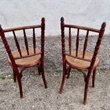 Paire de deux chaises cannée vintage