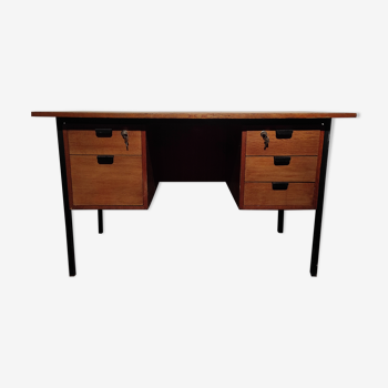 Bureau vintage ministre avec tiroirs et clés