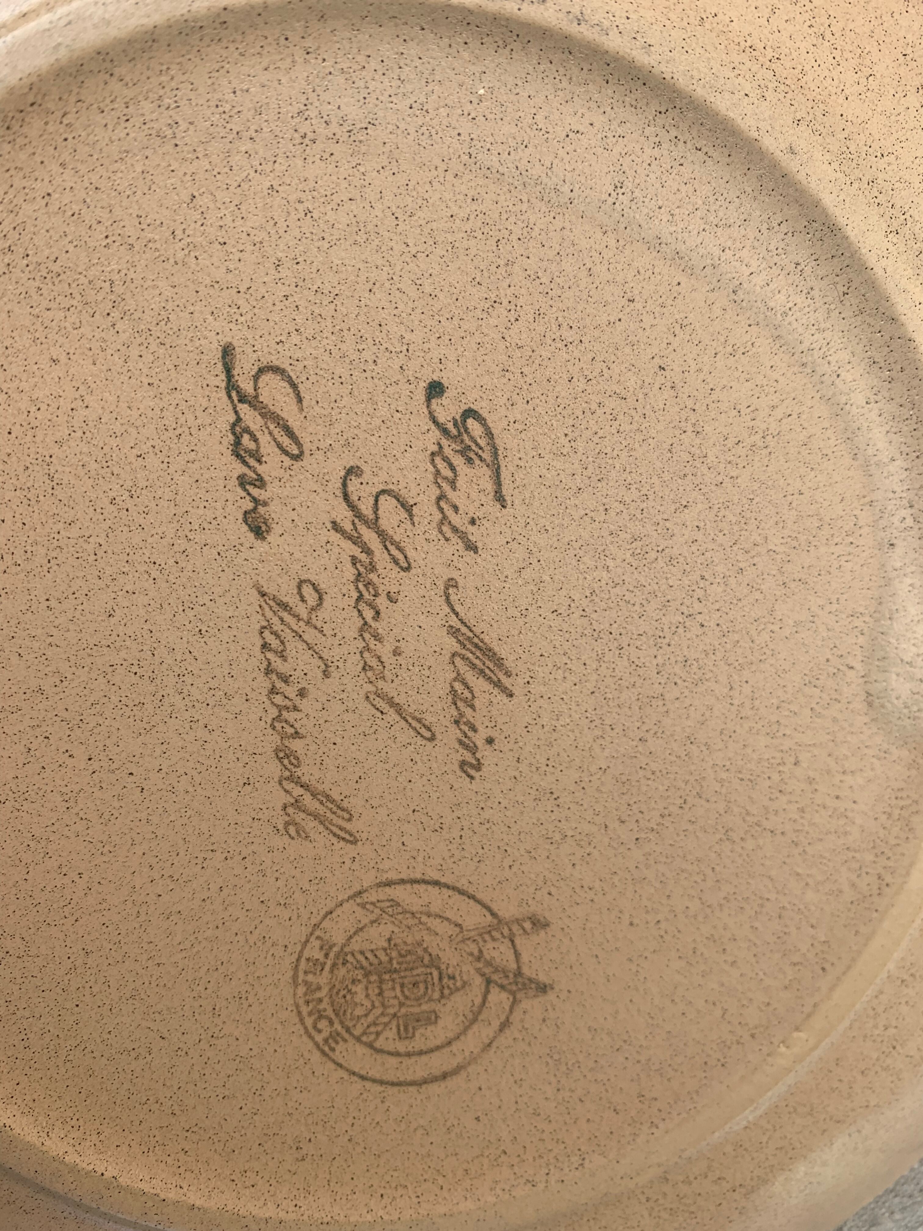 6 beige stoneware plates white flower patterns vintage wolf mill