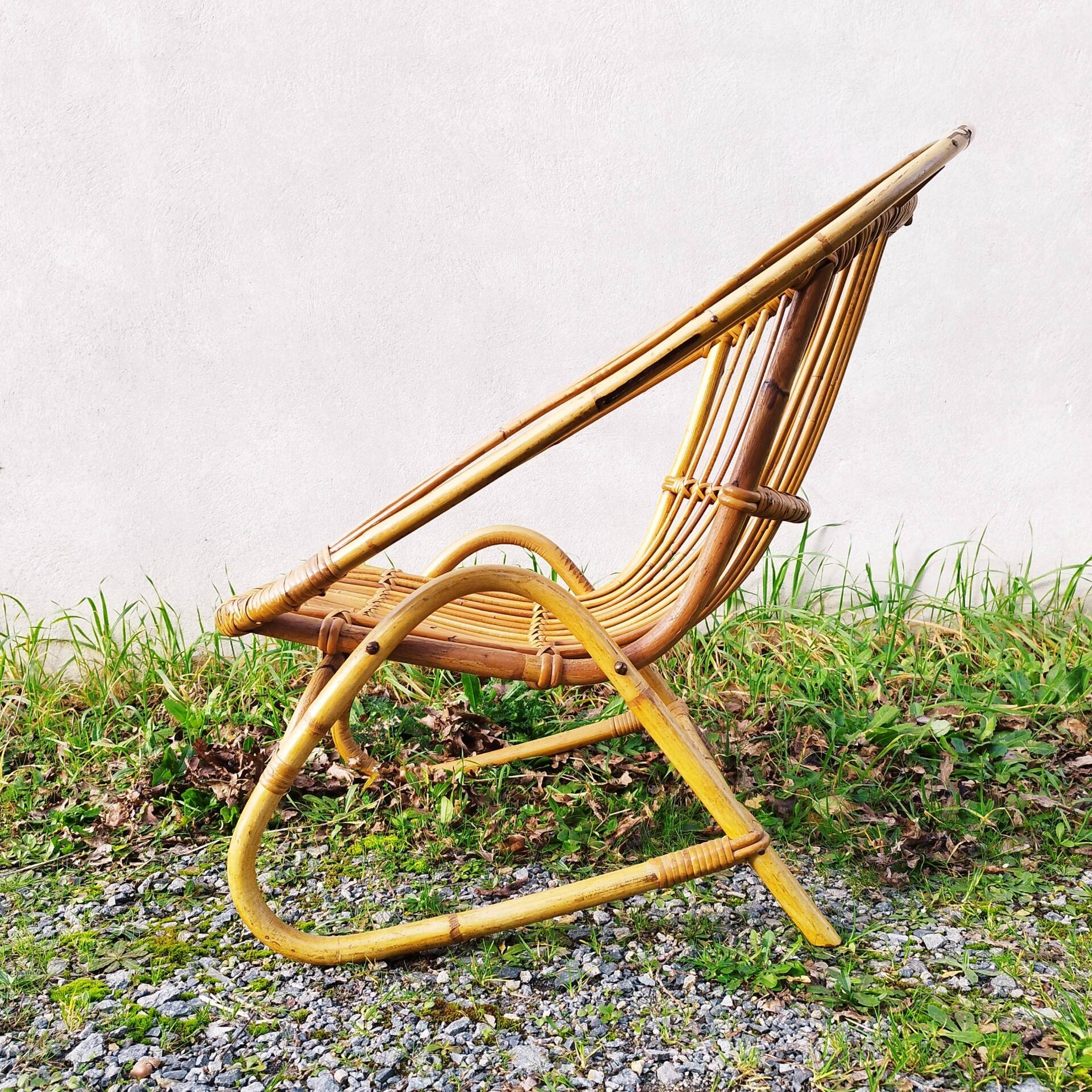 Rattan armchair design 1960 vintage