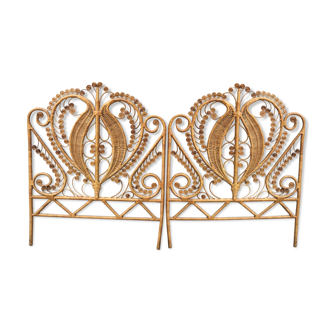 Pair of rattan peacock headof