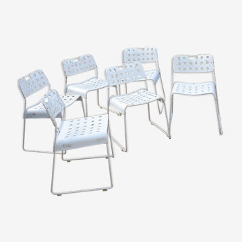 Lot of 6 white chairs Bieffeplast