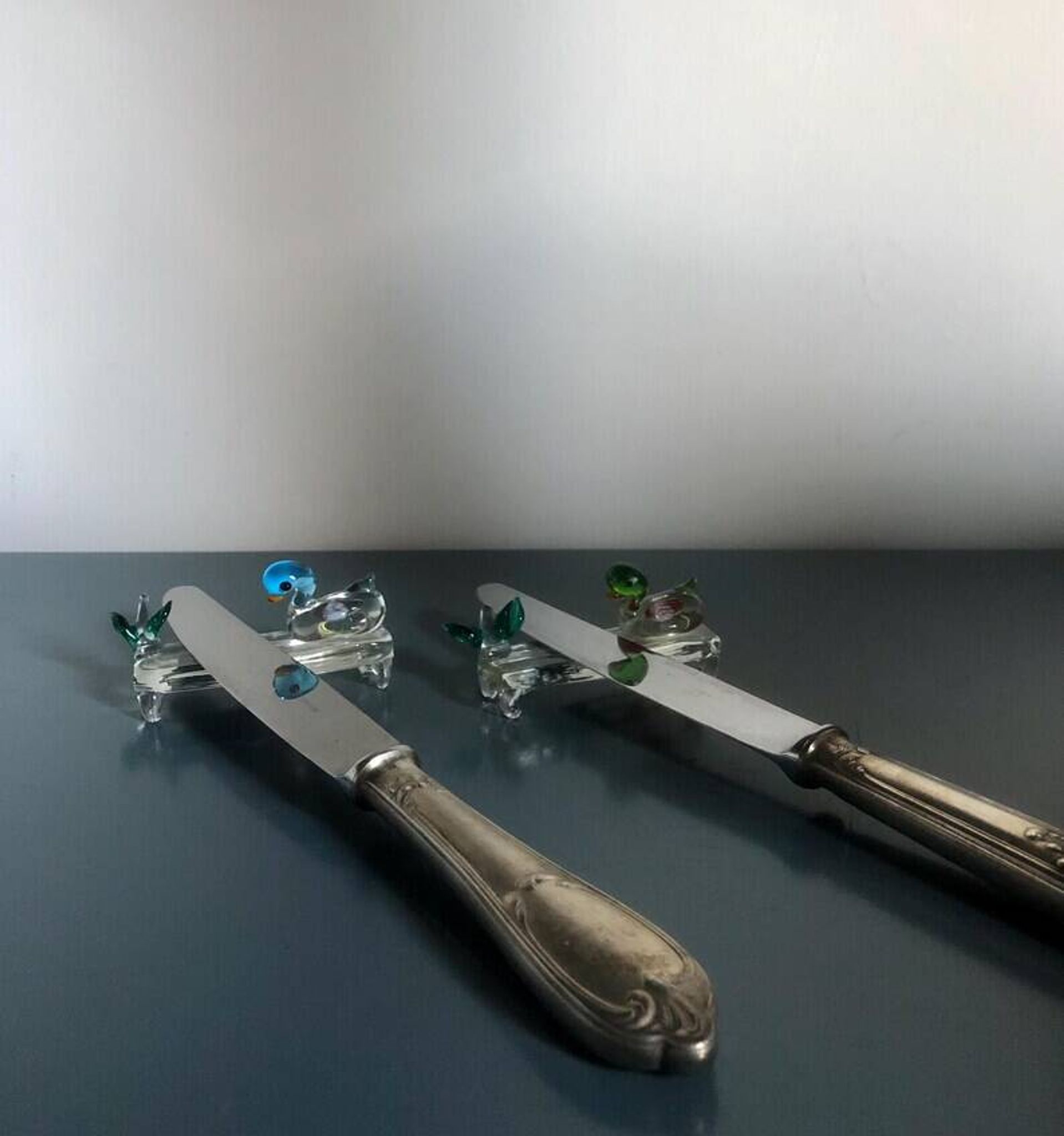 Set of Four Rare Vintage Murano Glass Knife Rests/Knife Holders, Italy, 1