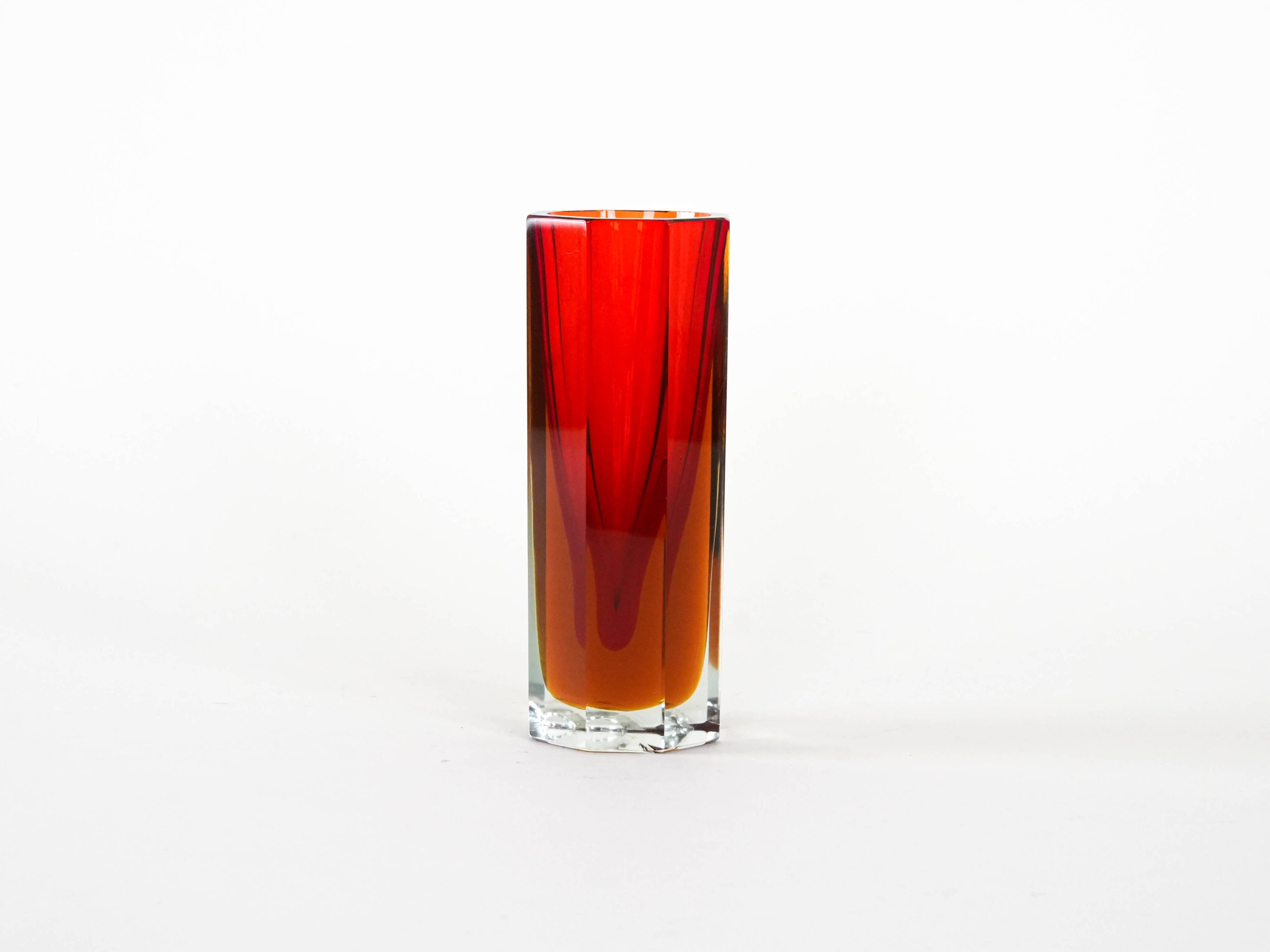 Red glass vase, Czech design, 1960s, made in the Czech Republic