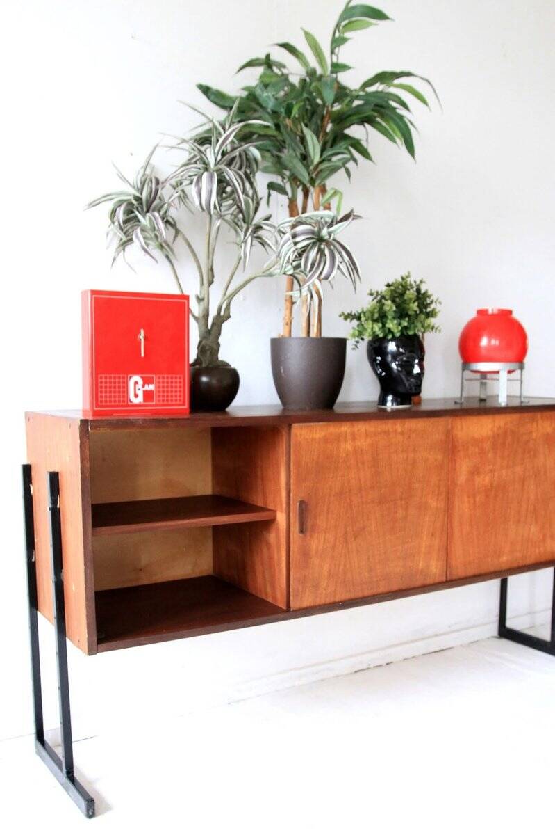 Mid-century modern sideboard in teak with metal legs, 1960s