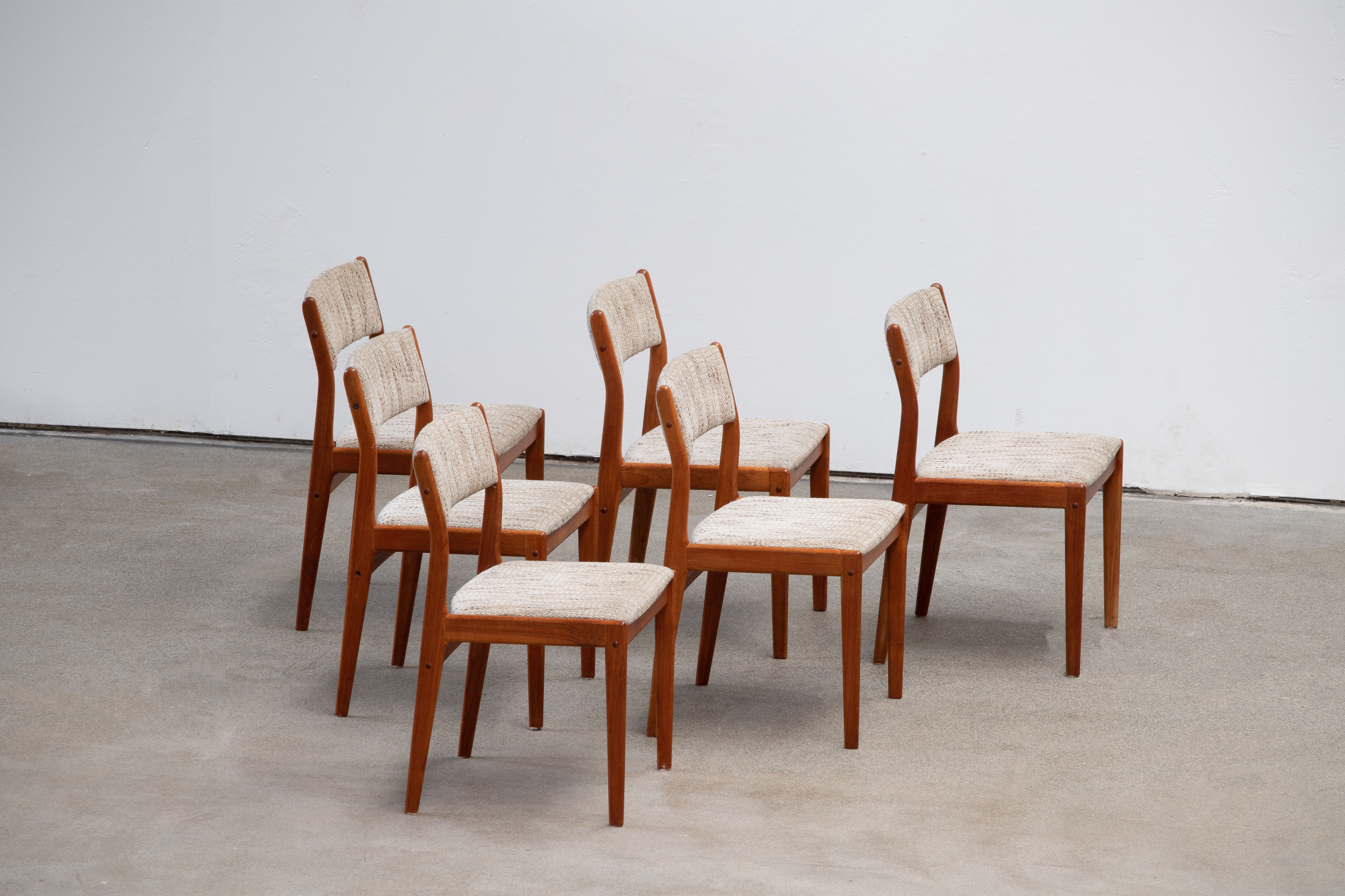 6 danish scandinavian chairs - teak & wool 1960