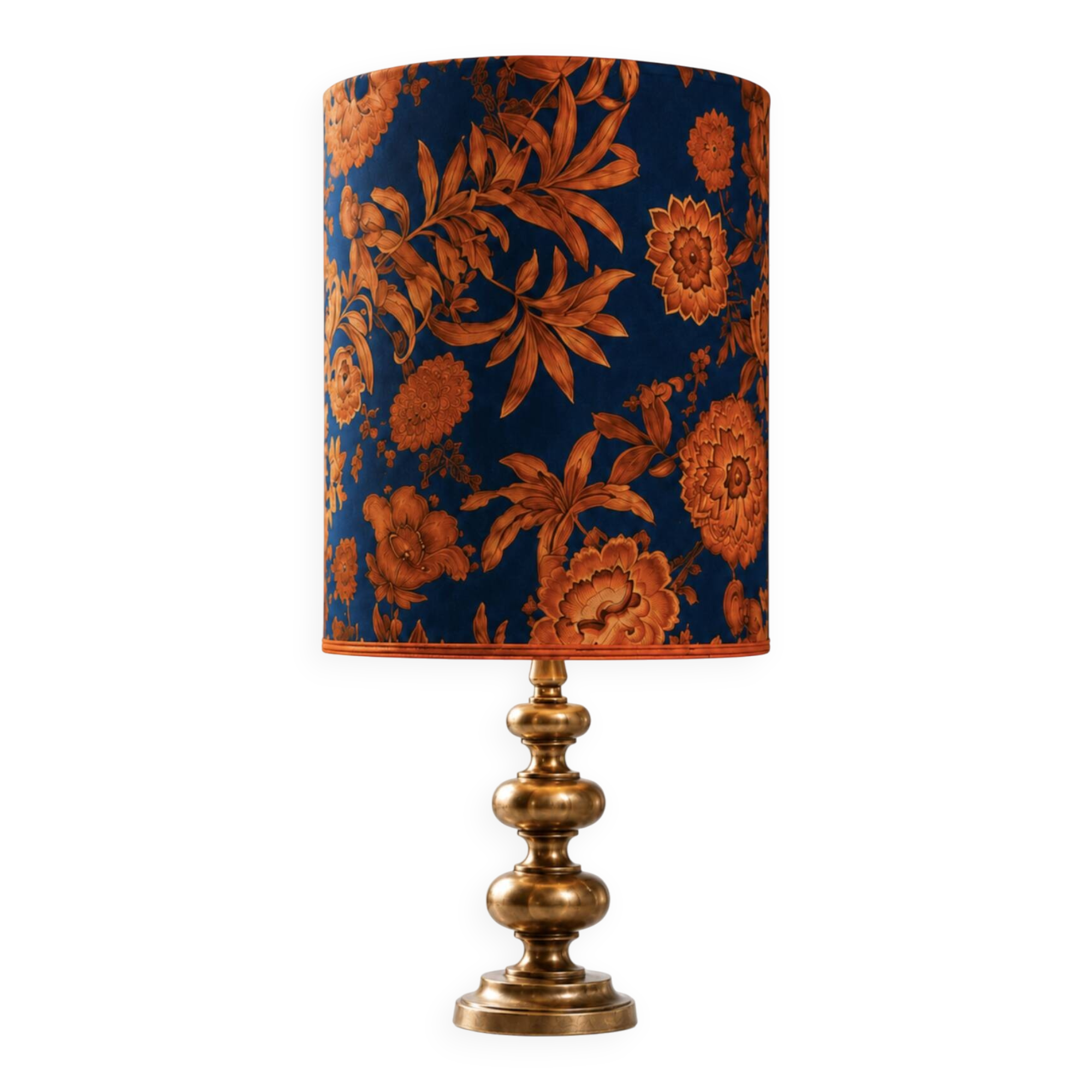 Lampe en laiton et abat-jour Casal