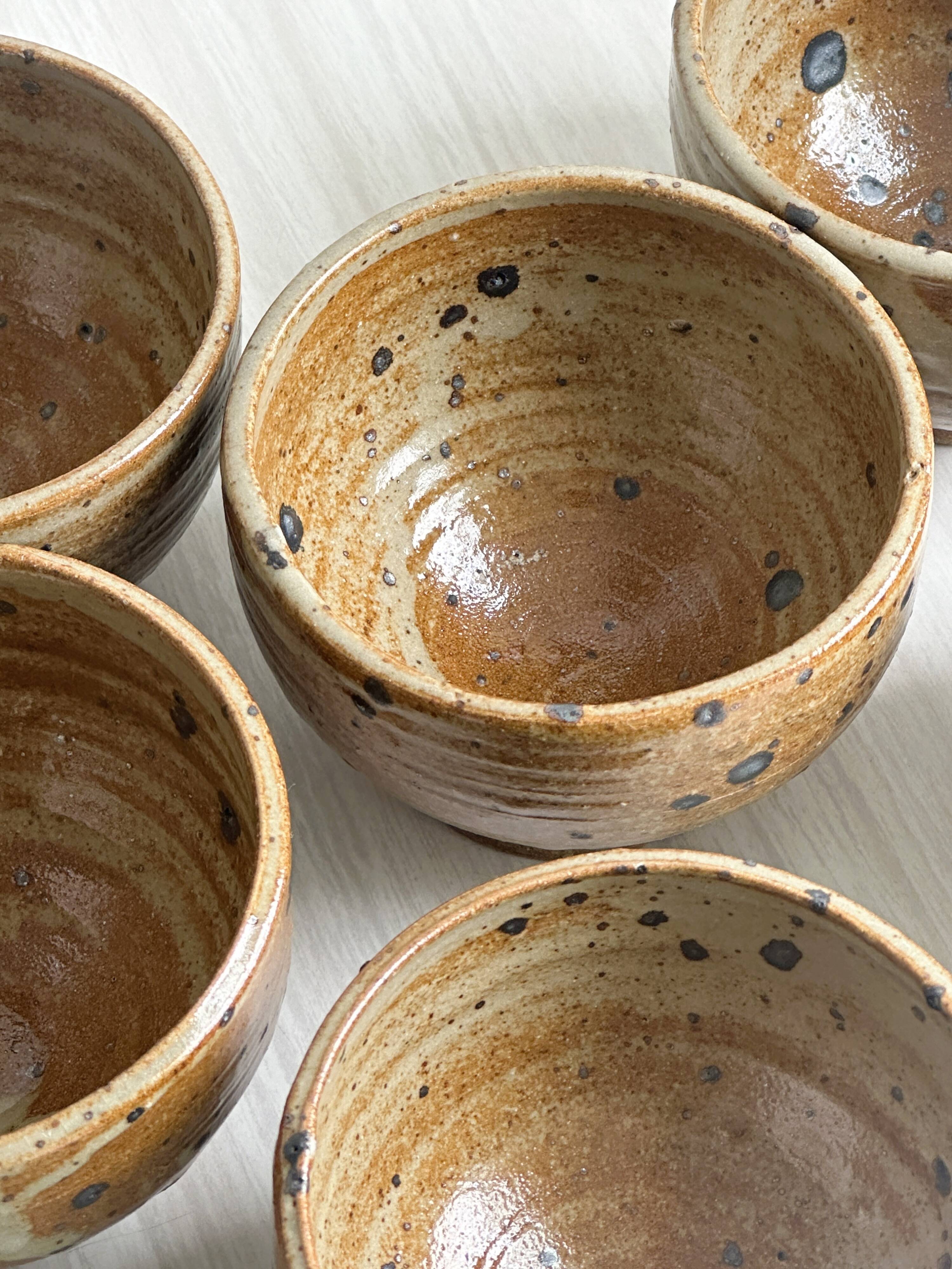 6 small artisanal pyrite sandstone cups.