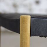 Scandinavian chair in teak and faux leather, 1960.