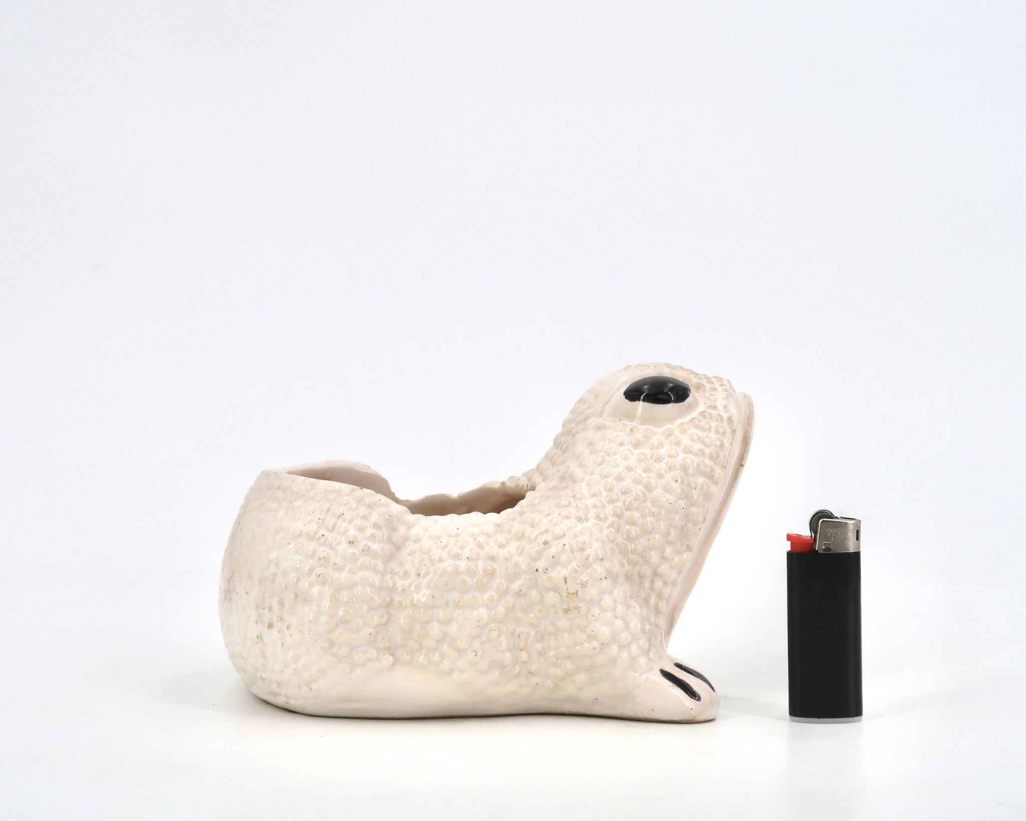 White ceramic frog flower pot by Jean Roger