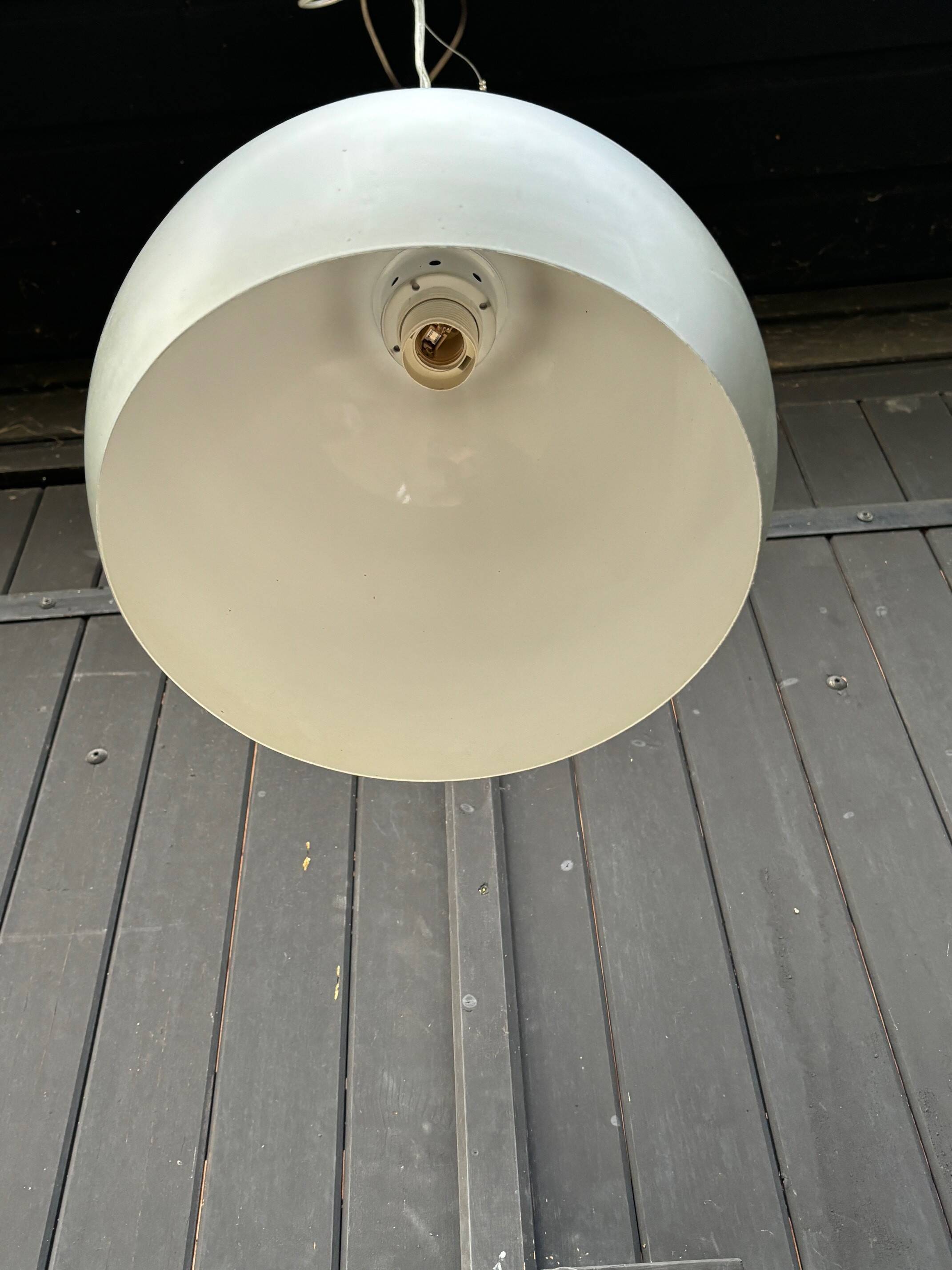 2 round metal pendant lights, Sweden 1980s