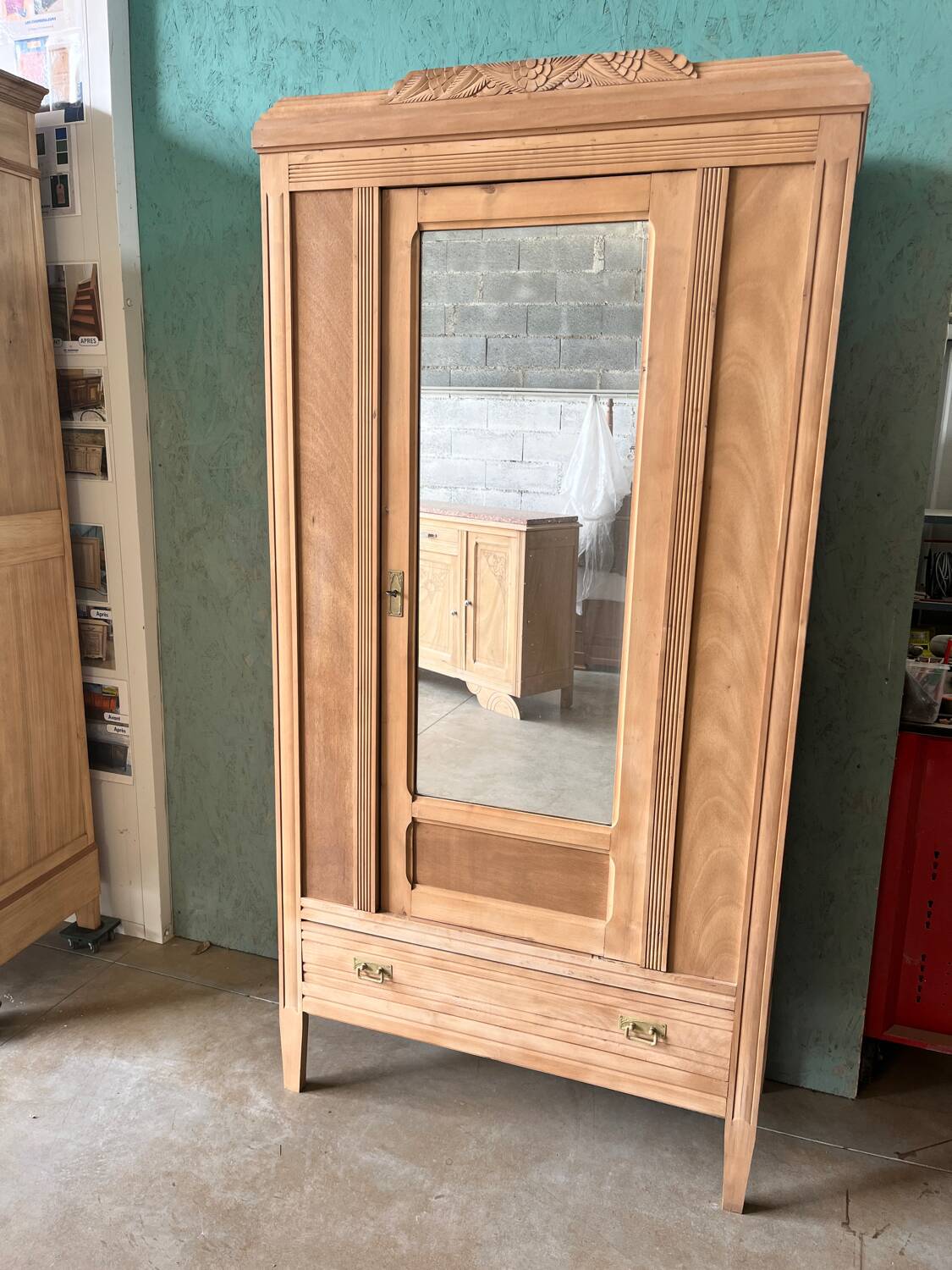 Parisian wardrobe in raw wood