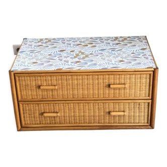 Rattan and bamboo chest of drawers