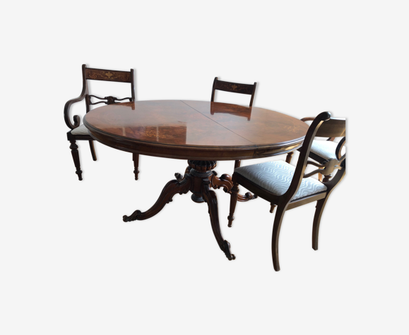 Walnut Dining Table With Extension And 6 Chairs Selency Walnut Dining Table With Extension And, How Many Chairs Fit Around A 72 Round Table