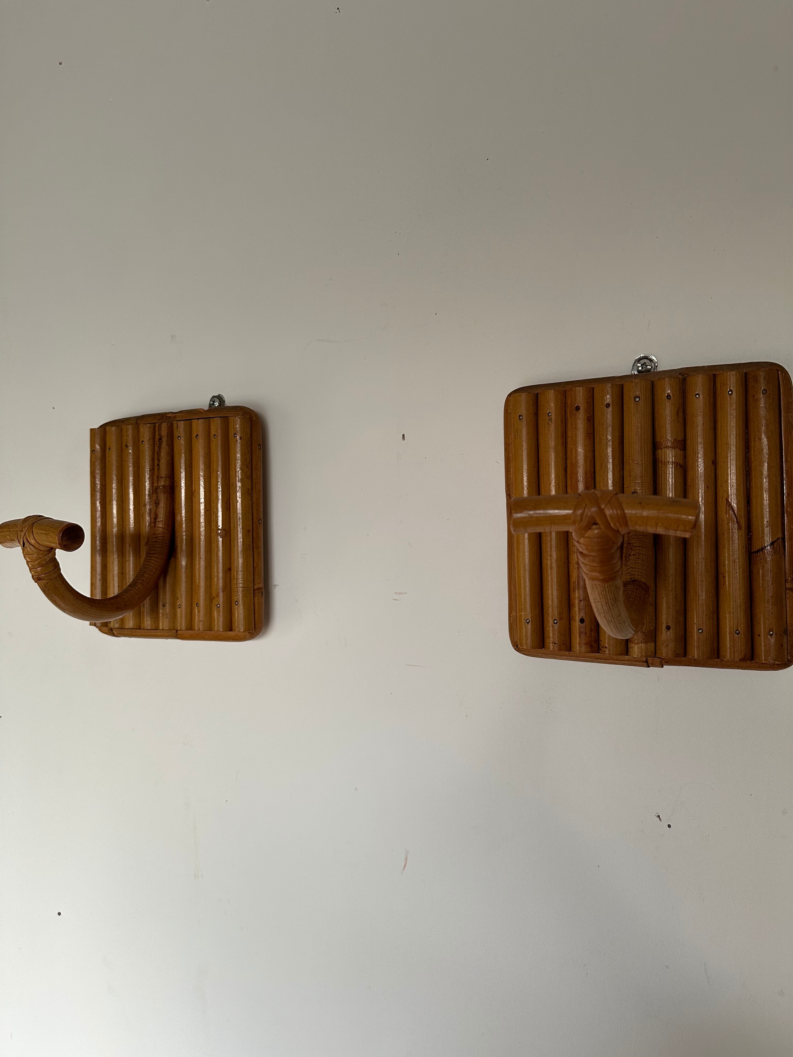 Pair patere vintage bamboo