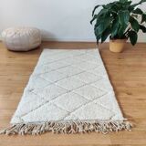 Moroccan white diamond rug