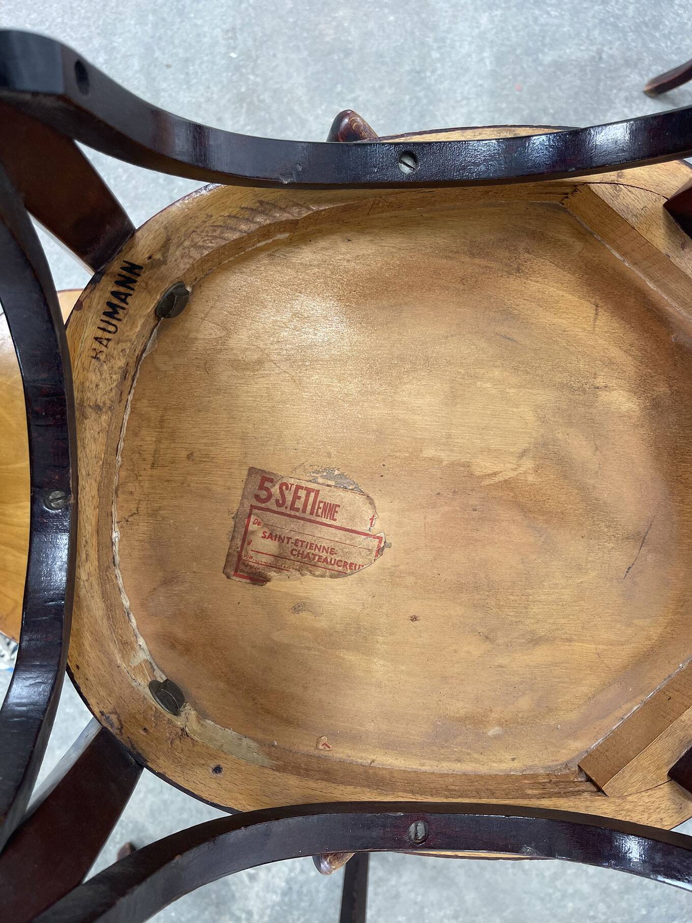 6 Baumann "Etienne" bistro chairs, 1950