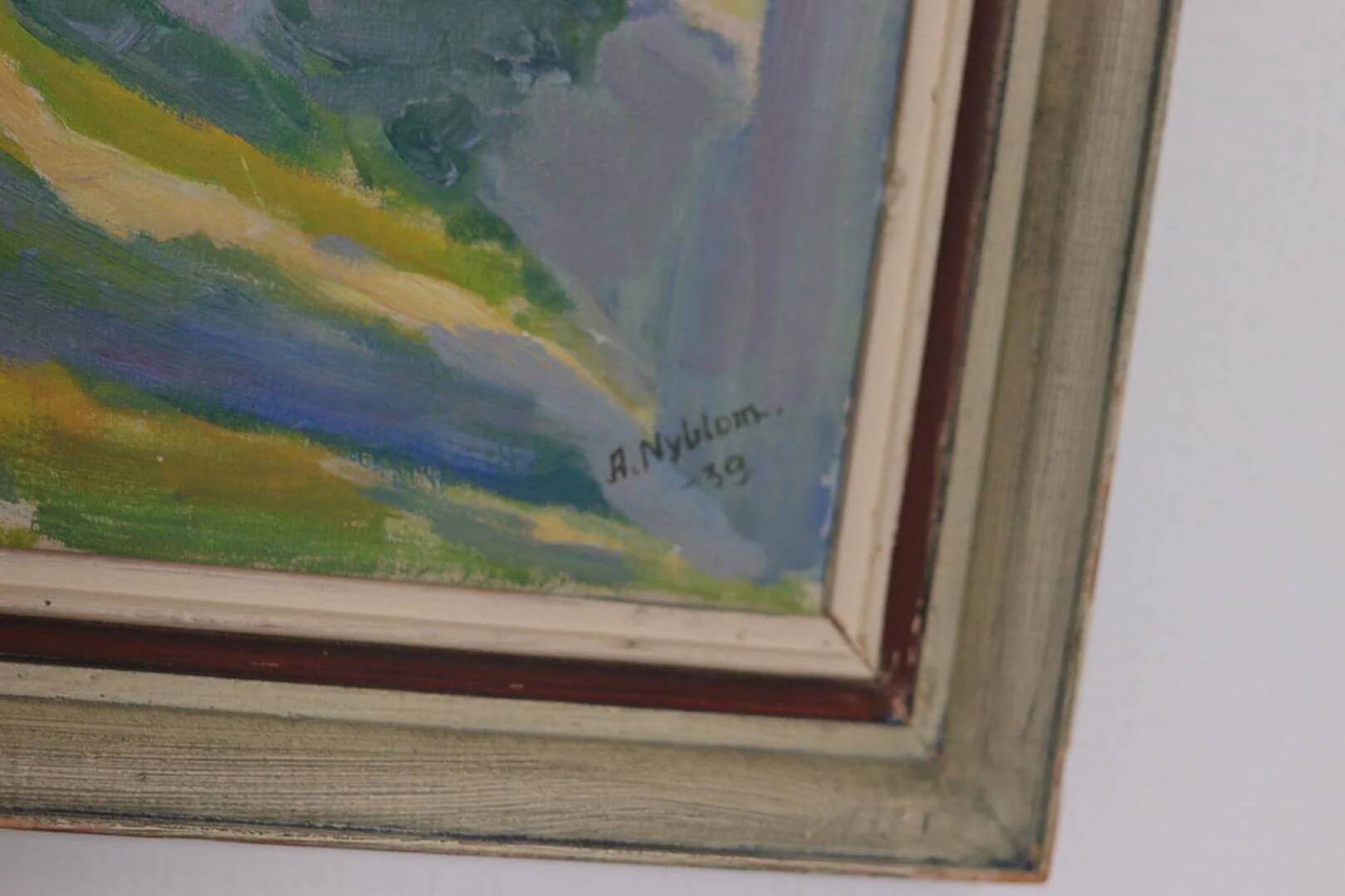 Original Swedish Oil on Canvas – “Summer Landscape” by A. Nyblom