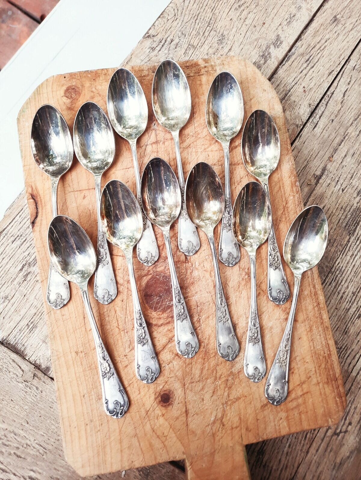 Silver metal spoons