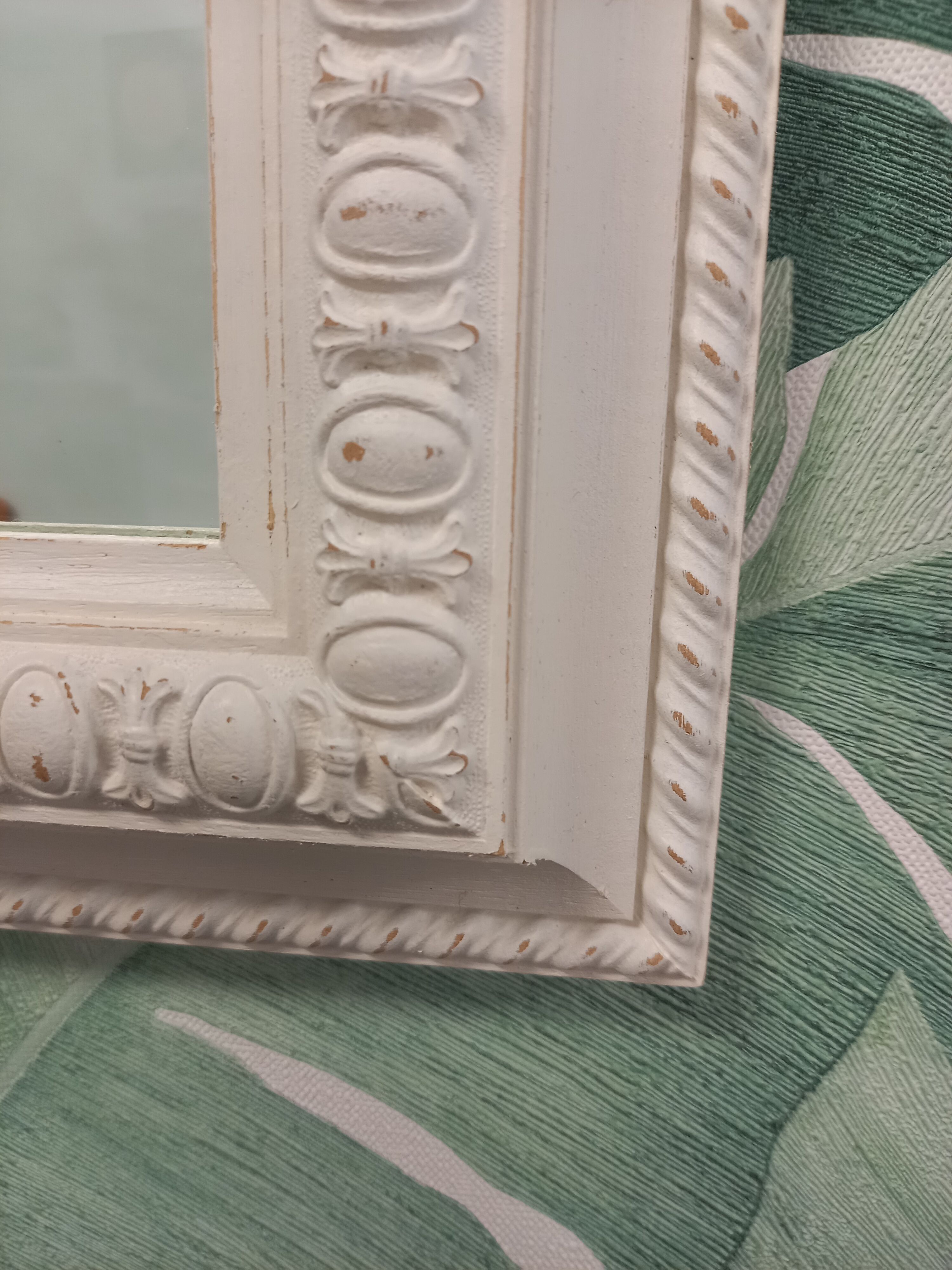 Old mirror framed white 58x72cm