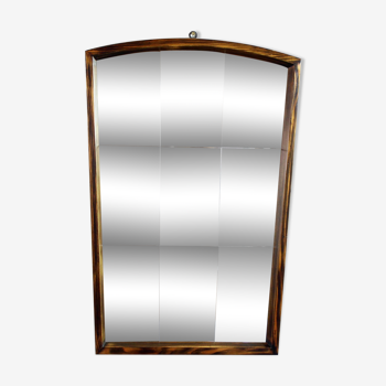 Miroir gravé forme libre avec cadre en bois massif 70x48cm