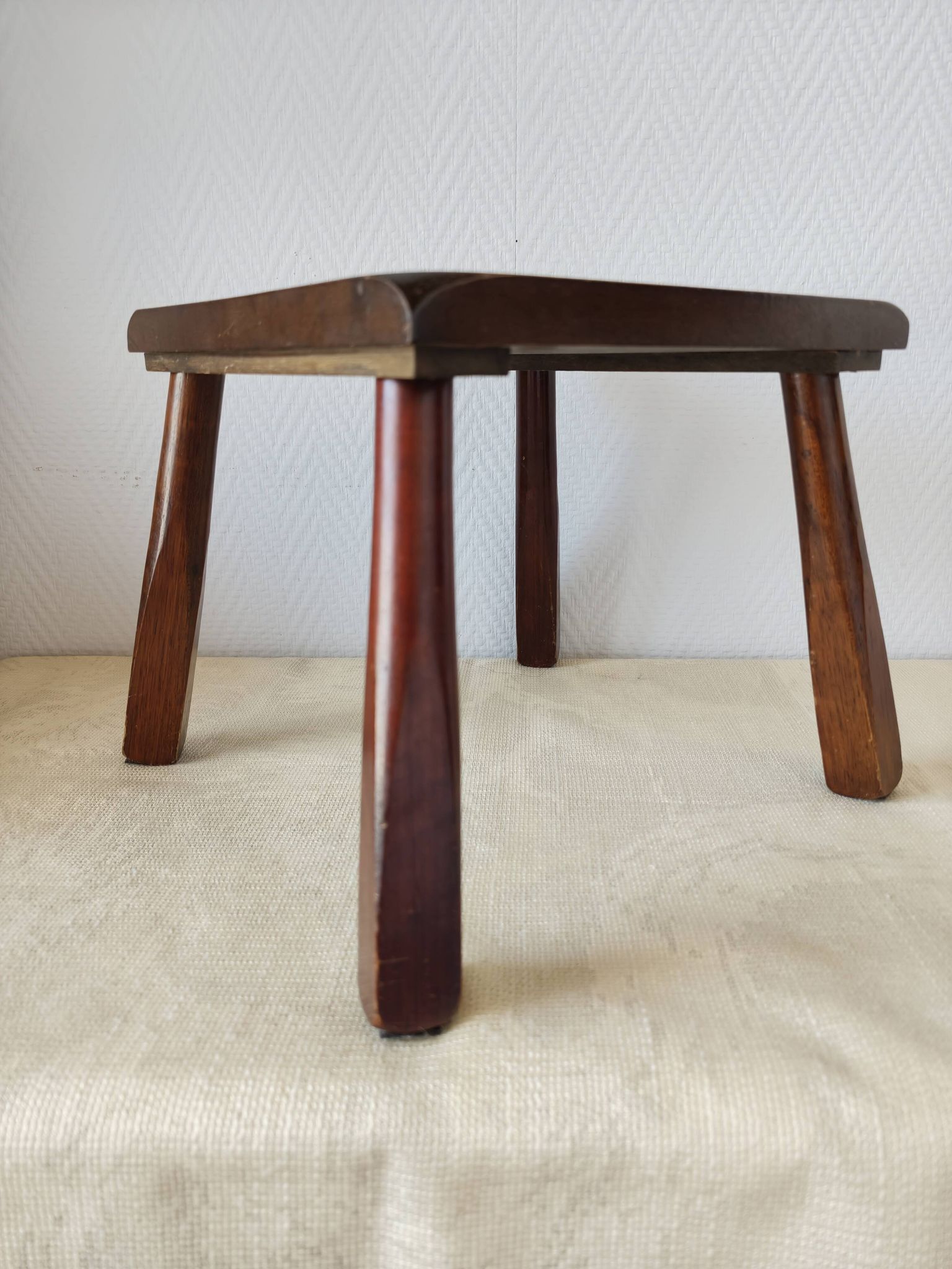 Wooden stool in Scandinavian style, handcrafted, circa 1960.
