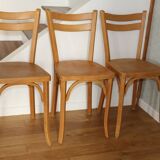 Set of 8 classic Baumann chairs 1950 light beech
