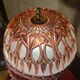 brass column lamp, worked brass from 1880 with cut glass dome, 45x22, superb