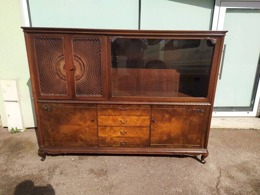 Louis XV Sideboard - Canework - Display Case - 4 Drawers - Wood