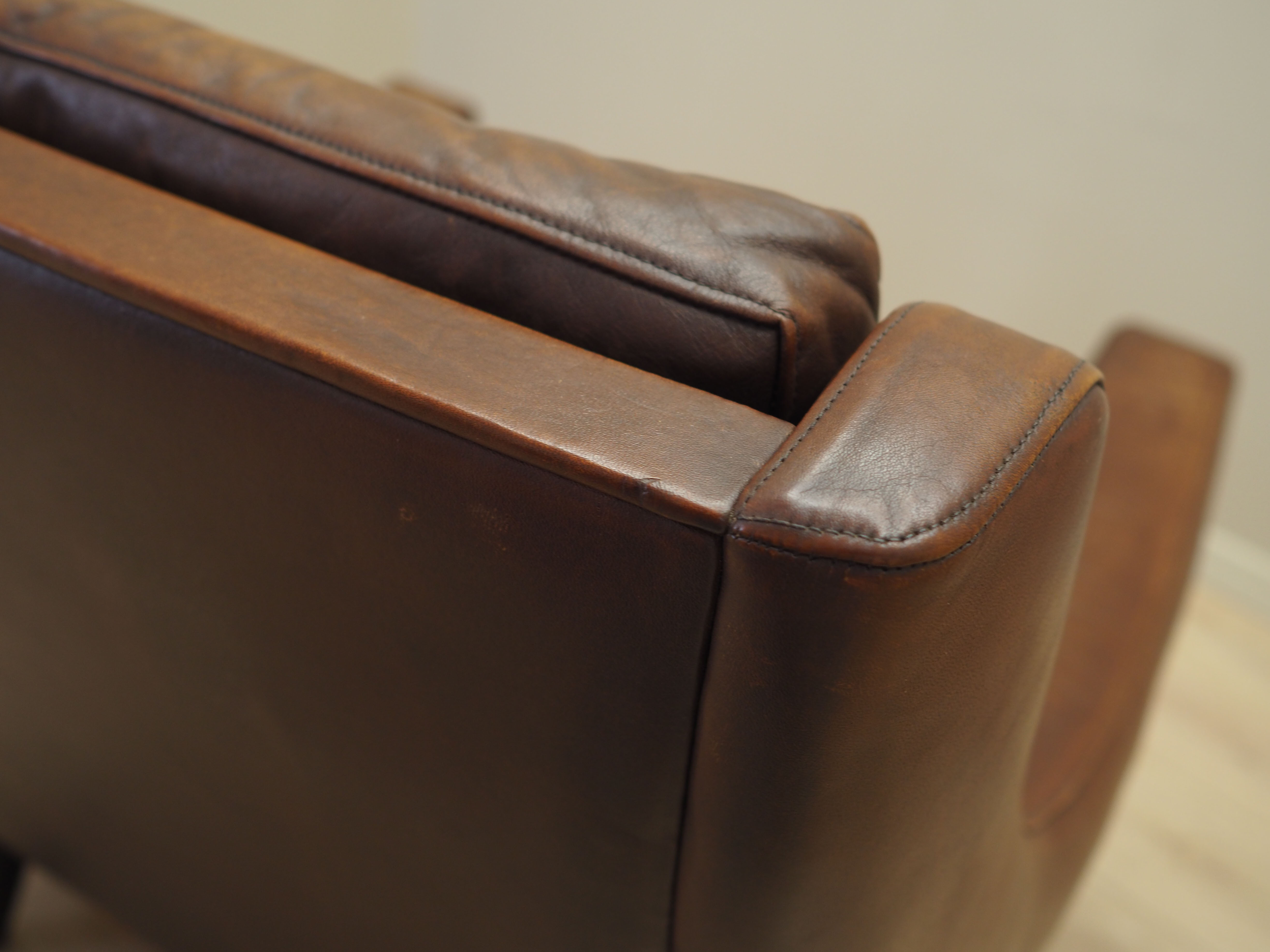 Brown leather armchair, Danish design, 1960s, designer: Edmund Jørgensen
