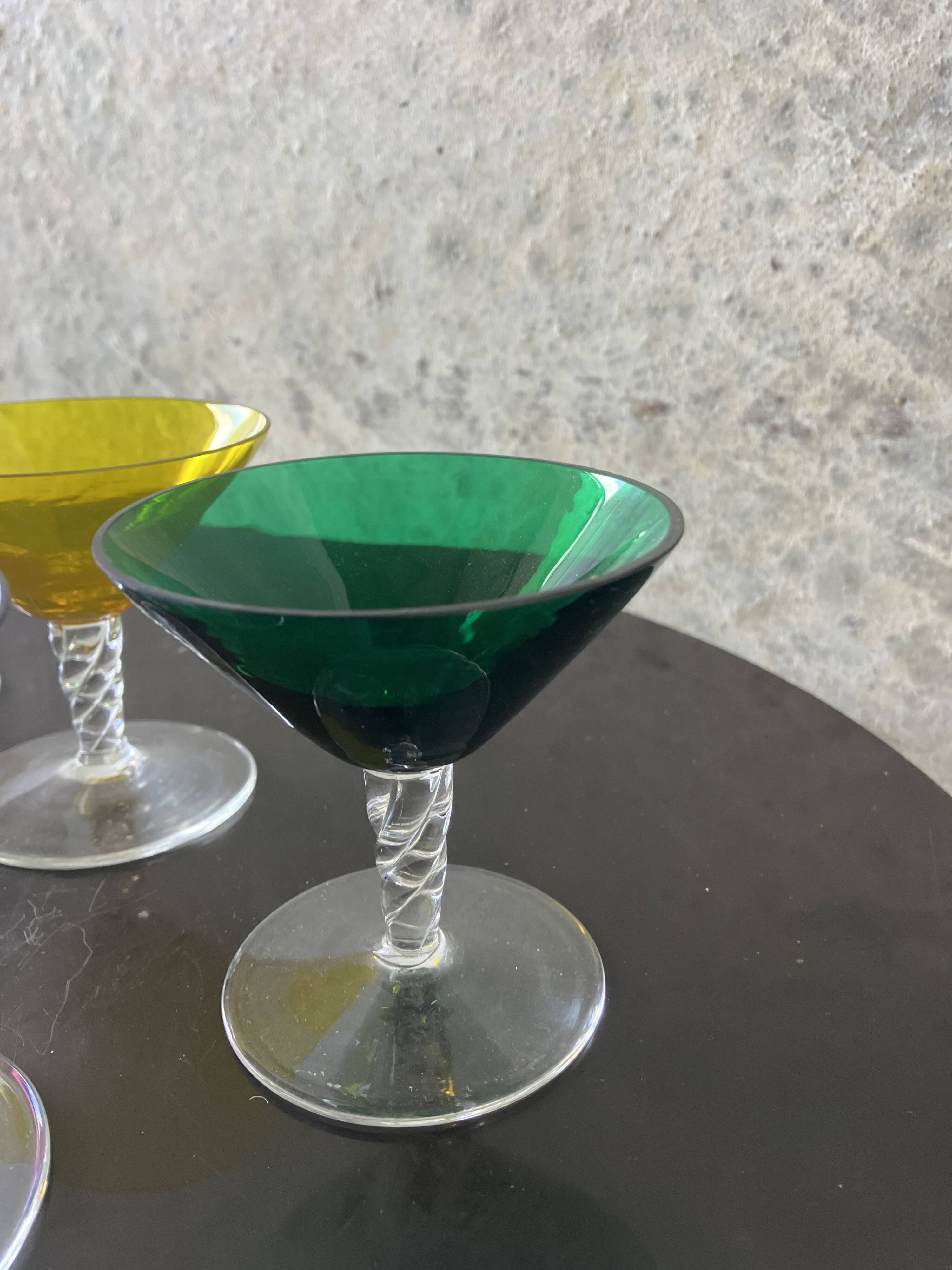 vintage 1970s martini glass set