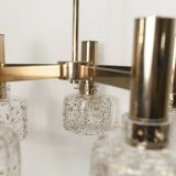 5-branch chandelier in gold and blown glass with gold sequins, 1960
