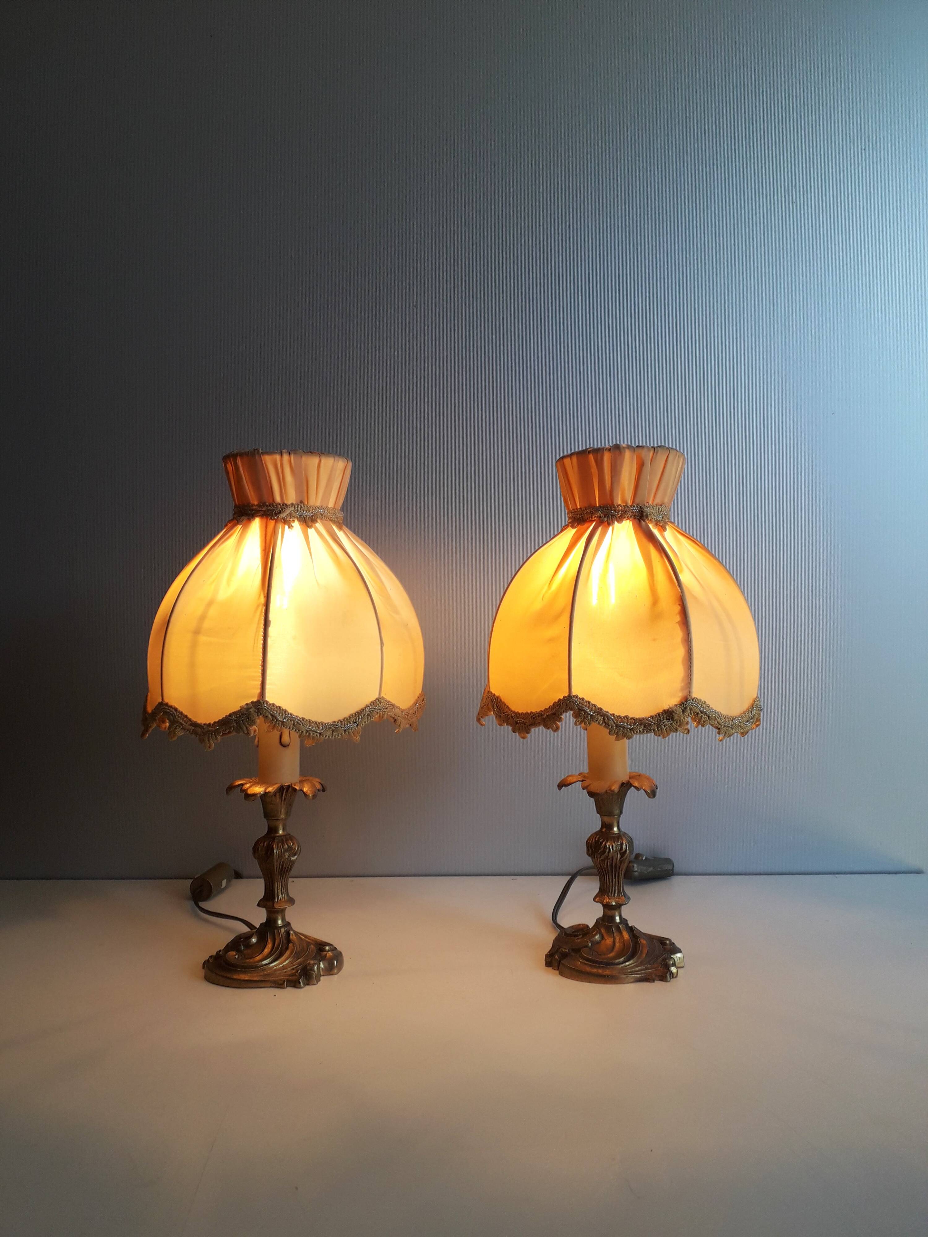 Paire de lampes de chevet/ à poser - bronze doré